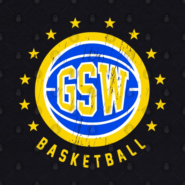 GSW Vintage Distressed Basketball by funandgames